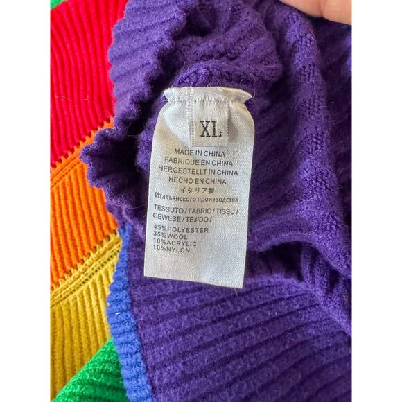 Vintage 80s/90s RAINBOW Color Block Sweater | Chunky Knit Cropped Pullover - Picture 4 of 5